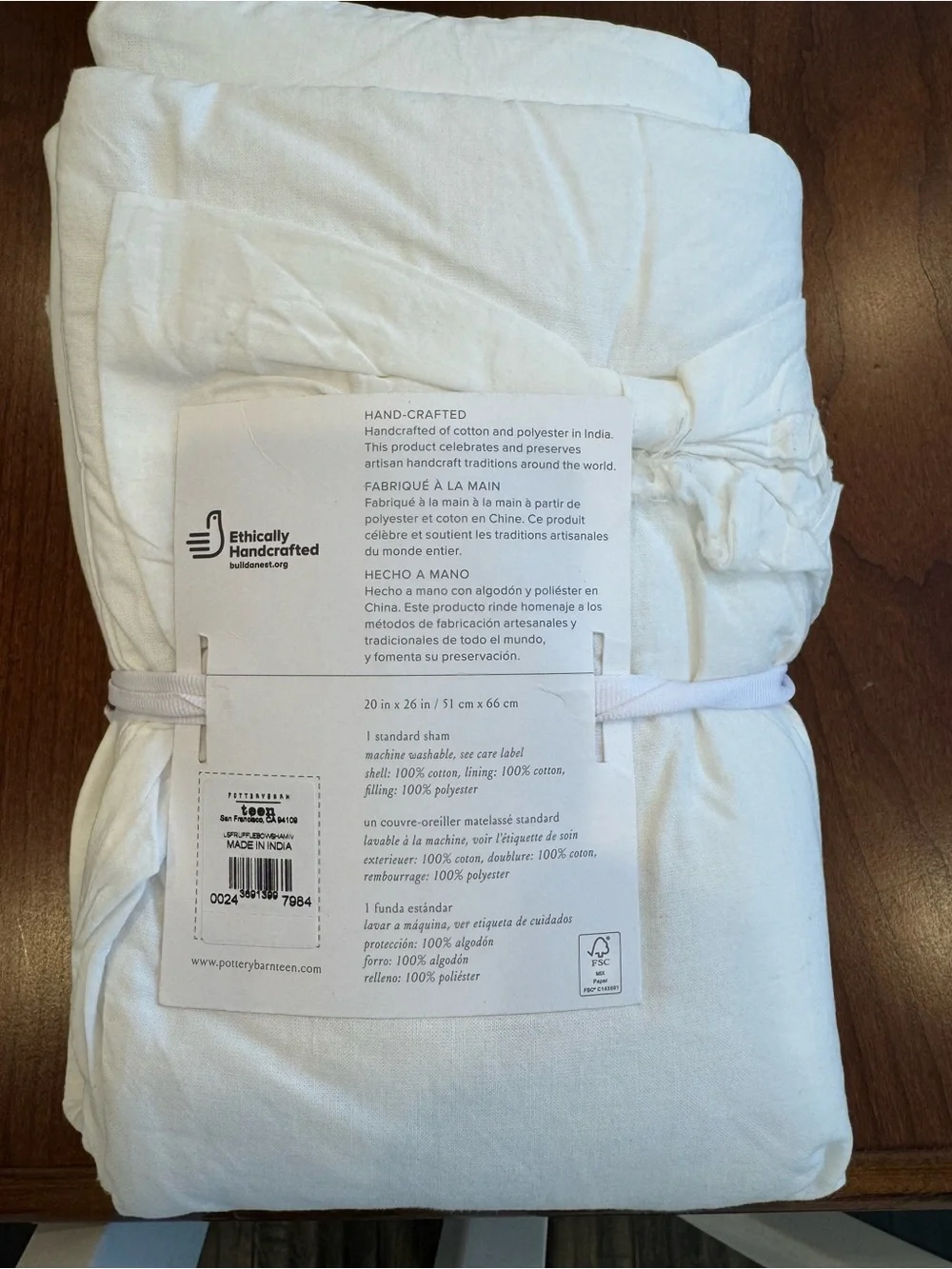 NWT Pottery Barn Teen LoveShackFancy Ruffle Bow Standard Sham Ivory